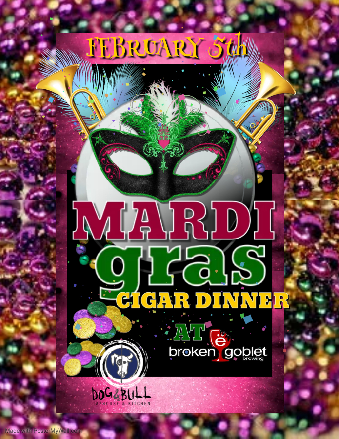 Mardi gras cigar dinner flyer.
