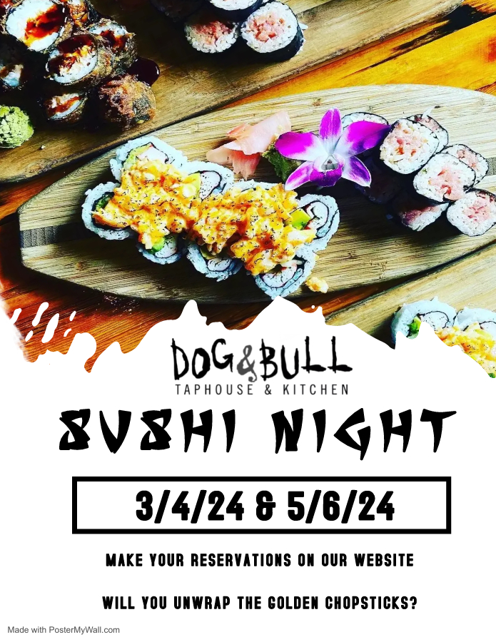 Dogbull sushi night flyer.