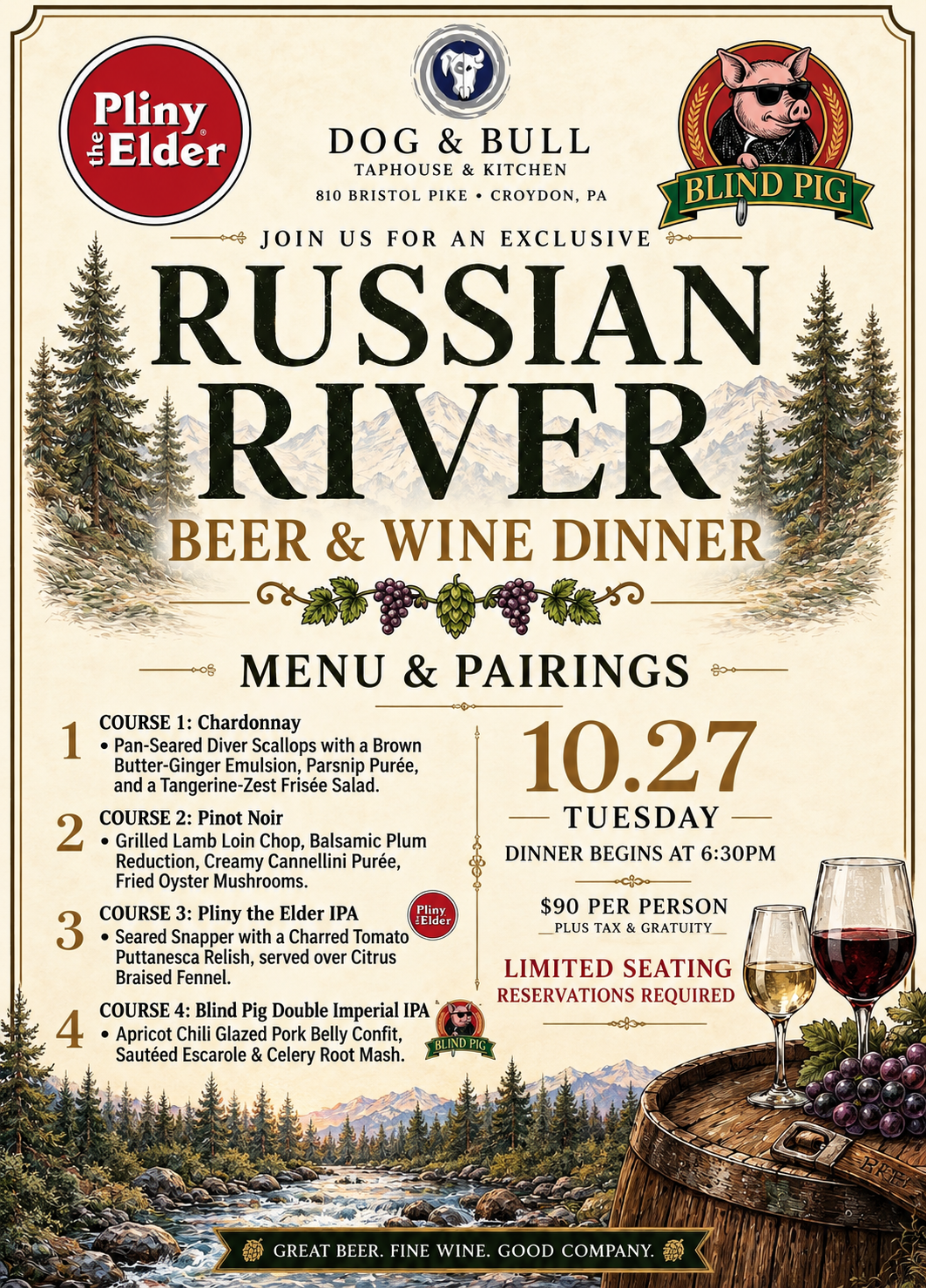 Vintage Russian River Beer & Wine Dinner Poster